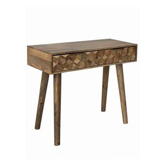 Jaipur Furniture Geometric Console Table 2 Drawer - Mango Wood - L40 x W91 x H76 cm - Light Finish - Assembly Required in Brown