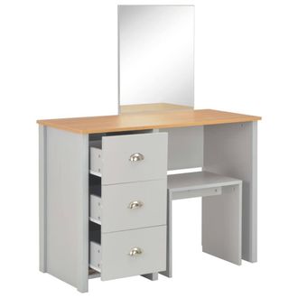 Berkfield Home Modern Dressing Table with Mirror & Stool Grey 104x45x131 cm | Size: 104 x 45 x 131 cm