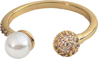 Panacea Cultured Pearl Pav&eacute; Ball Ring in White at Nordstrom Rack