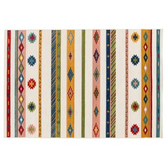 Oviala Alfombra de pelo corto con estampado multicolor vibrante 160 x 230 cm