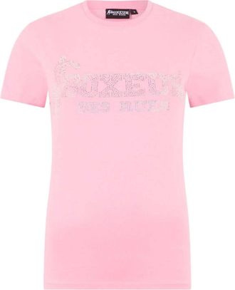 Boxeur Des Rues T-Shirt BOXEUR DES RUES BOXEUR DES RUES T-Shirt Rhinestone Logo, Damen, Gr. XS, pink, Obermaterial: 95% Baumwolle CO. 5% Elasthan EL., Shirts T-Shirt