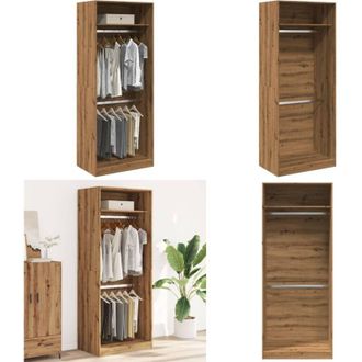 vidaXL Armadio Rovere Artigianale 80x50x200 cm in Legno Multistrato - Armadio con scomparti - Armadio per ingresso