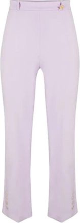 Elisabetta Franchi Logo Charm Broeken - Dames - Vrijetijds broeken - Paars - M - Leer - Broeken
