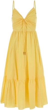 Michael Kors Poplin Midi Jurk - Dames - Casual kleedjes - Geel - S - Katoen - Kleedjes