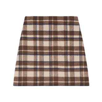Max Mara Rokken, Dames, Veelkleurig, 3Xs, Wol, Kort geruite wollen rok