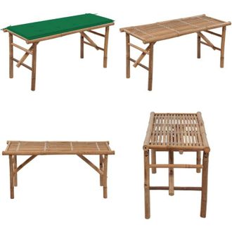 vidaXL Panca da Giardino Pieghevole con Cuscino 118 cm in Bamb&ugrave; - Panca in bamb&ugrave; - Panca pieghevole