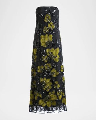 Helsi Margot Sequin Floral-Embroidered Maxi Dress