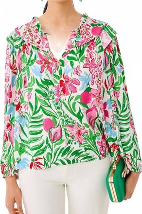 Lilly Pulitzer Japhia Long Sleeve Top In Green Multi
