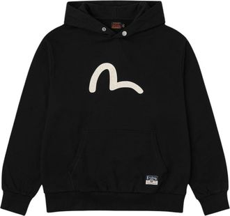 Evisu Seagull Print Relax Fit Hoodie - Heren - Hoodies - Zwart - M - Hoodies & sweatvesten