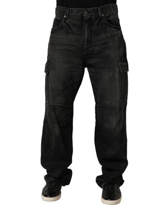 Dolce & Gabbana Dark Gray Cotton Baggy Cargo Men Denim Jeans Clothing