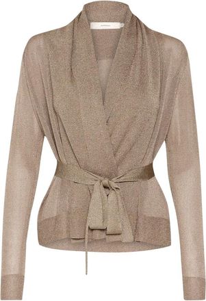 Inwear Gouden Korte Cardigan met Glimmer - Dames - Vesten - Geel - L - Truien & Vesten