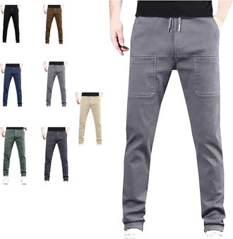 Generic Multipants - High Stretch Multi-Pocket Durable Cargo Pants,Mens Stretch Cargo Pants Lightweight (Light Gray,2XL)
