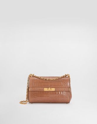 Dolce & Gabbana Marlene City Mini Shoulder Bag In Polished Alligator - Woman Shoulder And Crossbody Bags Turtle Dove Onesize