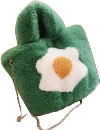 Generic Imitation rabbit hair omelette handbag womens chain crossbody handbag(green)