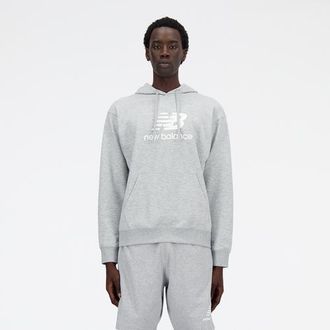 New Balance Mens French Terry Stacked Logo Pullover Hoodie - Grey/White Size XXL
