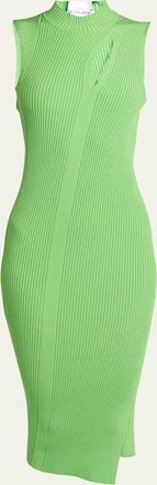 Versace La Vacanza Ribbed Knit Midi Dress with Front Cutout