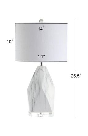 Jonathan Y Designs Oslo Ceramic Marble/Crystal LED Table Lamp in White at Nordstrom