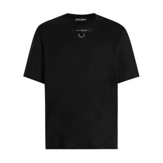 Dolce & Gabbana T-Shirts, male, Black, Size: L Short-sleeved T-shirt with vertical logo print