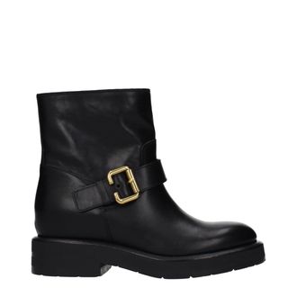 Chlo&eacute; Black Leather Ankle Womens Boots