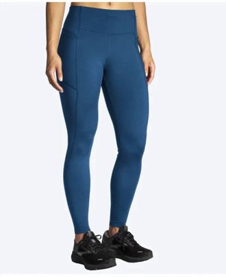 Brooks Womens Moment Tight Leggings In Blue Ash