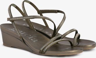 Pedro Garcia Strappy wedge sandal in green satin | wen | Spring Summer 26 | PEDRO GARCIA