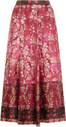 Pierre-Louis Mascia Aloe A-line Rok van Zijde - Dames - Midirokken - Roze - M - Rokken