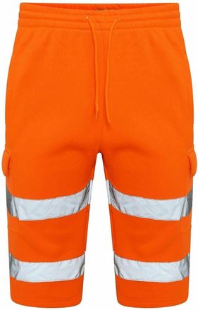 Generic MMK Manchester Hi Vis Fleece Combat Shorts - Mens HIGH Visibility Reflective Tape Safety Security Work Utility Cargo Short Plus Size S-3XL (Orange, 3X