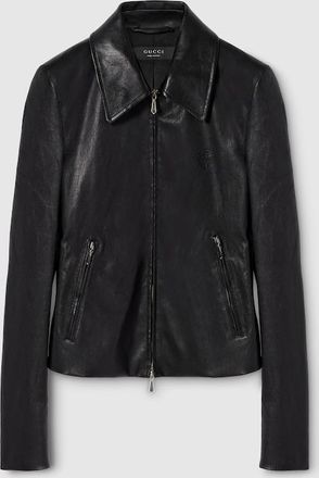 Gucci Bonded Leather With Stretch Fabric Jacket, Black, Ready-to-wear