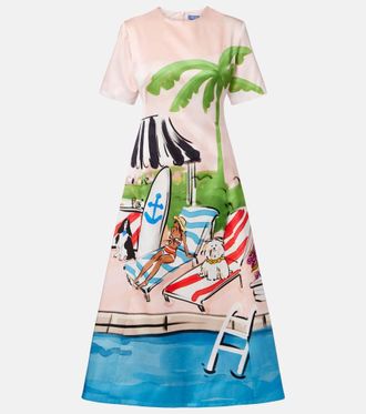 LEO LIN Vestido midi Caroline de algod&oacute;n y seda