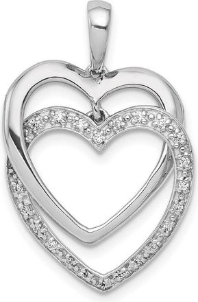 Diamond2Deal 14k White Gold 1/10 carat Diamond Entwined Hearts Pendant