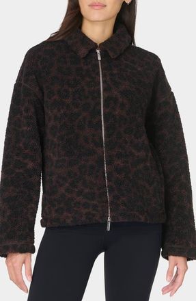 Sweaty Betty Leopard Print Fleece Jacket in Large Brown Leopard Print at Nordstrom, Size Medium