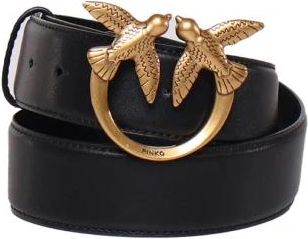 Pinko Zwart leren Love Birds riem - Dames - Riemen - Zwart - L - Leer - Accessoires