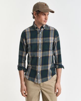 GANT Men Regular Fit Windblown Flannel Check Shirt (XXXL) TARTAN GREEN
