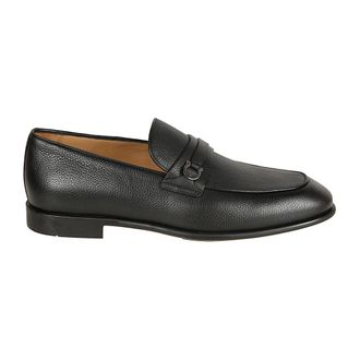 Ferragamo Loafers, male, Black, Size: 8 1/2 US Hammered Leather Gancini Loafers