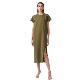 Iro Litonya T-shirtjurk - Dames - Casual kleedjes - Groen - S - Katoen - Kleedjes