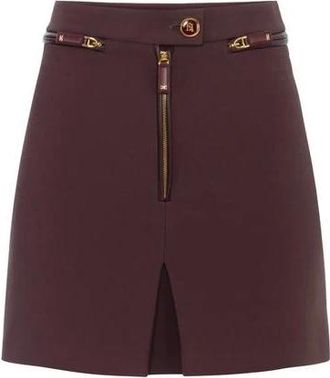 Elisabetta Franchi Rokken, Dames, Rood, S, Leer, Rok in crêpe met dubbele laag en ritssluiting