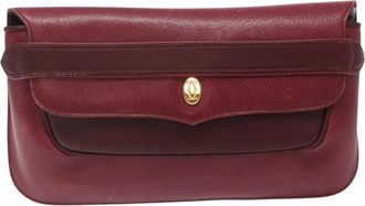 Cartier Must De Cartier Burgundy Leather Clutch Bag (Pre-Owned)
