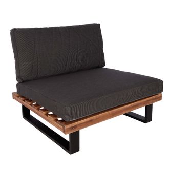 Hhg Nunca Usado] Sill&oacute;n Hhg 469, Sill&oacute;n De Jard&iacute;n, Madera De Acacia Hilada Con Certificado Mvg Aluminio, Marr&oacute;n, Tapizado Gris Oscuro