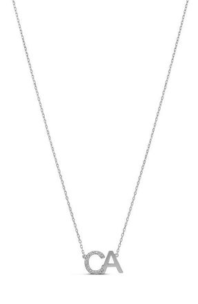 SHYMI Pav&eacute; 2-Initial Pendant Necklace in Silver at Nordstrom