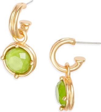 Karine Sultan Round Drop Huggie Hoop Earrings in Gold/light Green at Nordstrom