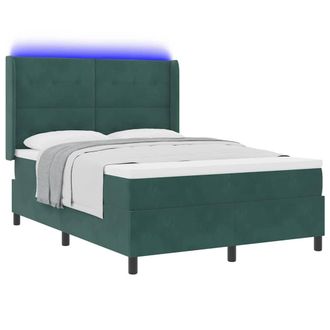 vidaXL Cama Tipo Box Spring Con Cabecera Verde 140 X 190 Cm Terciopelo Vidaxl