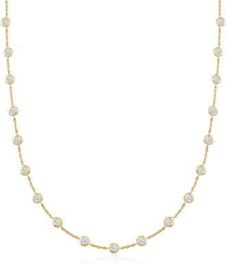 Ross-Simons Bezel-Set CZ Station Necklace in 18kt Gold Over Sterling