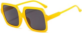 Generic Square Large Frame Sunglasses For Men And Women Commuter Driving Vacation Sun Glasses(Yellow)