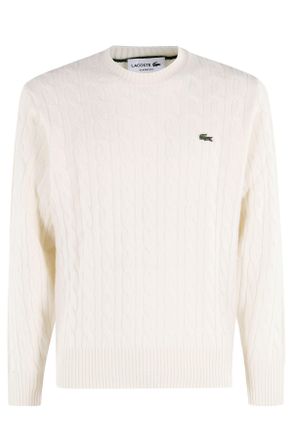Lacoste Cable Knit Ribbed Crewneck Pullover