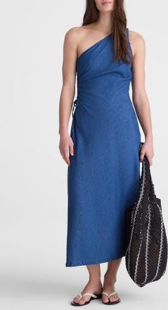 Madewell One-Shoulder Denim Maxi Dress in Marina Blue at Nordstrom, Size 10