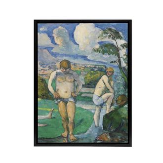 Artery8 Bathers at Rest Oil Painting Paul Cezanne Framed Canvas Wall Art Print | Size: W24 x H32