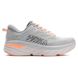 Hoka One One Hoka Bondi 7 Textile Synthetic Womens Lace Up Trainers - Harbor Mist Sharkskin - Size:UK 5.5