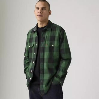 Levi's Classic Worker Overshirt Mens Green Plaid Classic Button Up JAX1452