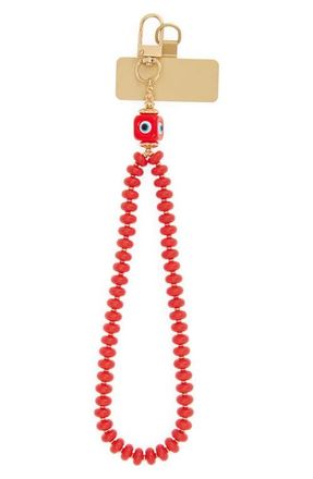 Chelsea28 Evil Eye Beaded Phone Wrist Strap in Red- Gold at Nordstrom