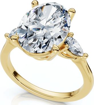 Pompeii3 Certified 4 1/3Ct Oval/Pear Diamond Engagement Ring 14k Gold or Pt Lab Grown